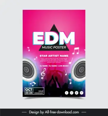 edm music poster template dynamic silhouette modern design 