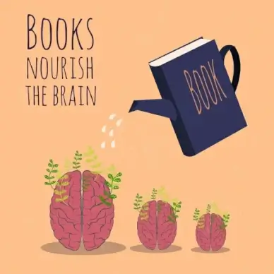 education banner book brains showering icons