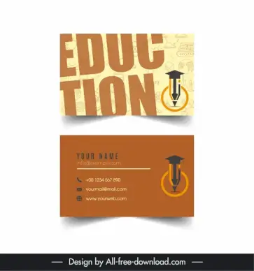 education business card template elegant flat texts objects