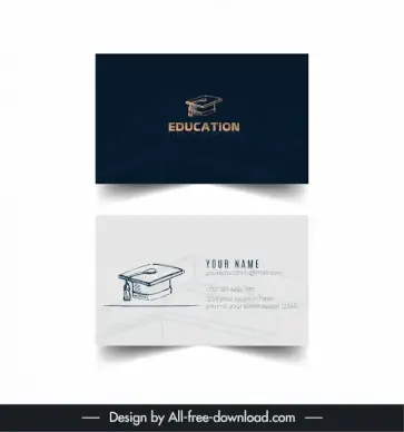 education business card template handdrawn blurred hat