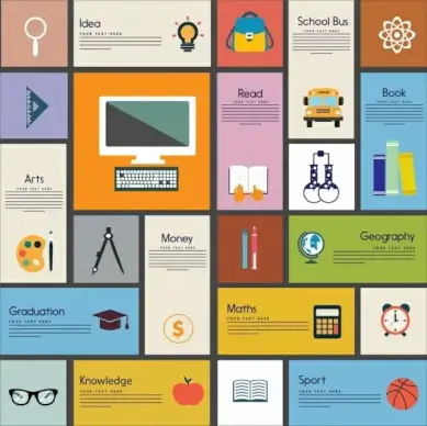 education design element various banners flat icons