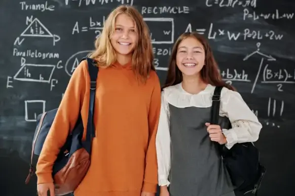 education picture happy smiling female students 