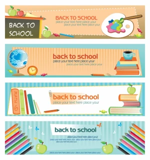 back to school banners templates colorful educational elements