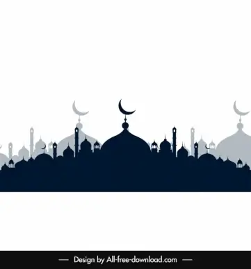 eid mubarak islamic mosque  architecture backdrop silhouette flat blurred design