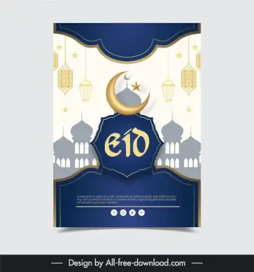eid poster template symmetric silhouette oriental elements 