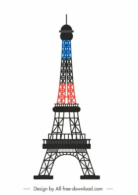 eiffel tower paris symbol icon flat colored symmetric outline 