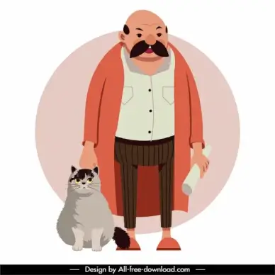 elderly time painting colored cartoon character sketch