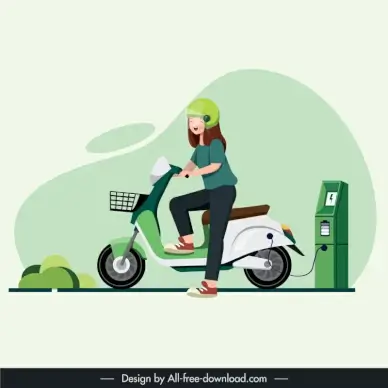 electric motorbike advertising backdrop dynamic cartoon 