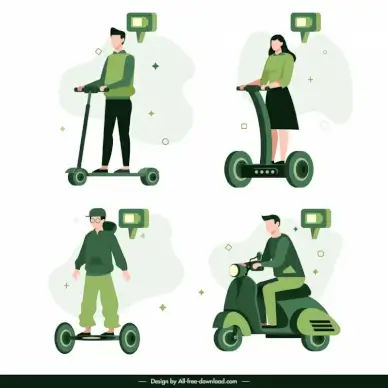 electric transportation design elements cartoon design 