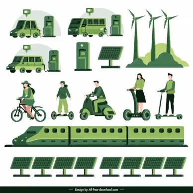 electric transportation design elements cartoon design 
