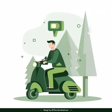 electric transportation design elements man riding scooter 
