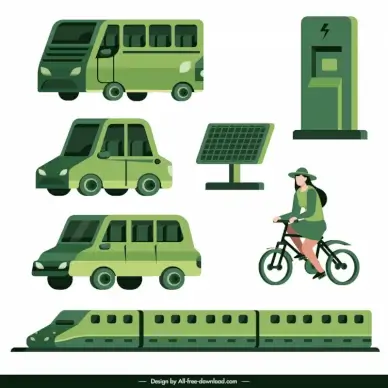 electric transportation design elements vehicles charge station solar energy 