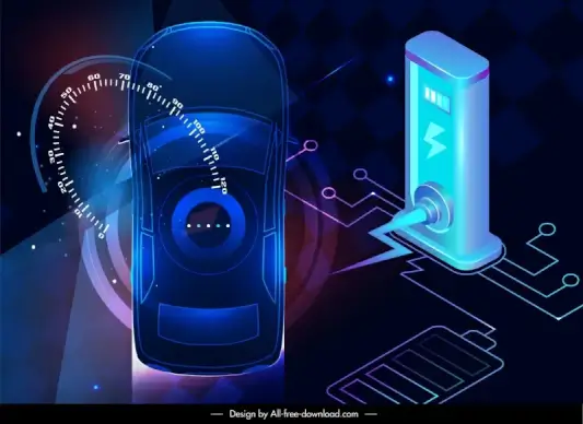 electric vehicle concept backdrop 3d dark modern