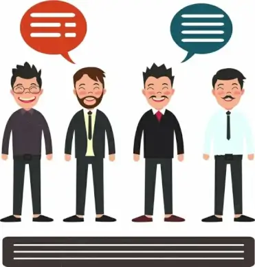 elegant men icons colored cartoon design