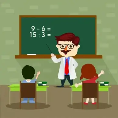 elementary education theme classroom teacher pupil icons