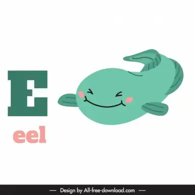 elementary school education design elements e text cute handdrawn eel sketch