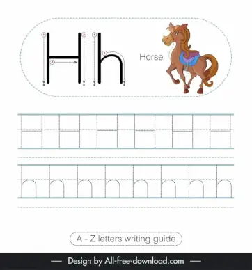 elementary writing guide worksheet template horse icon tracing letters h sketch 