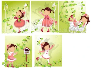 elements of girl vine style vector