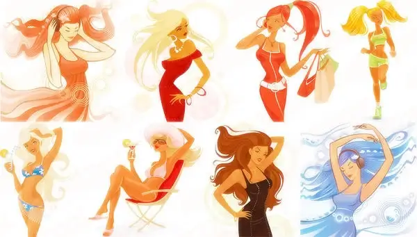 elements of trend of fashion women vector