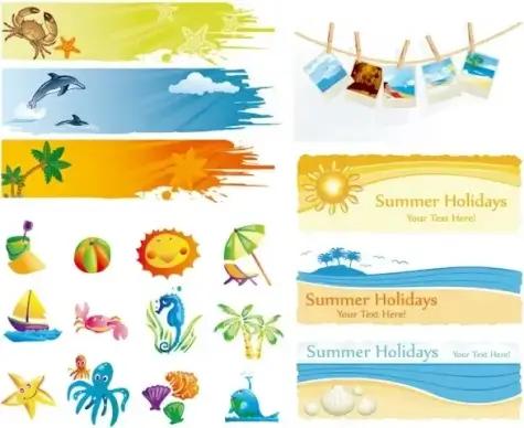elements of vector cute summer