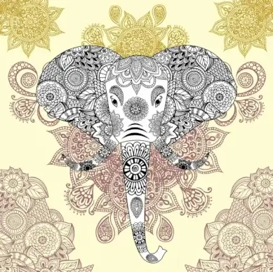 elephant background classical tribal pattern decoration