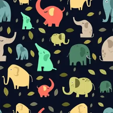 elephant background colorful flat icons
