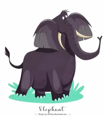 elephant icon cute cartoon sketch colored design