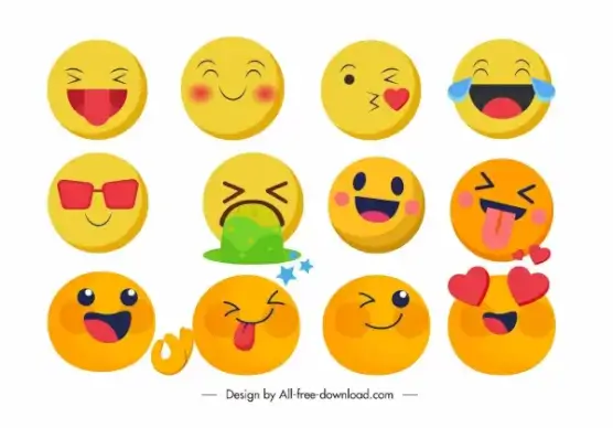 emoji faces icons colorful dynamic circles design