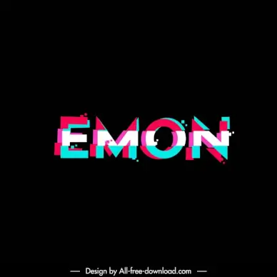 emon text logo template deformed texts flat sketch