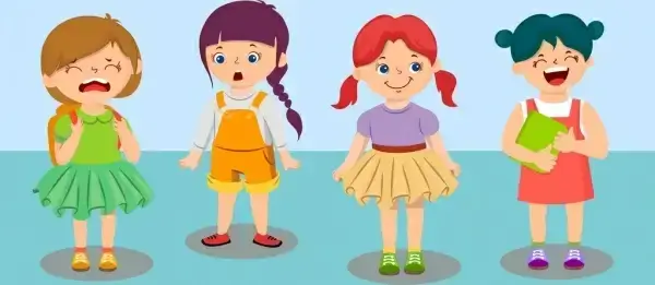 emoticon background little girls icon cartoon characters