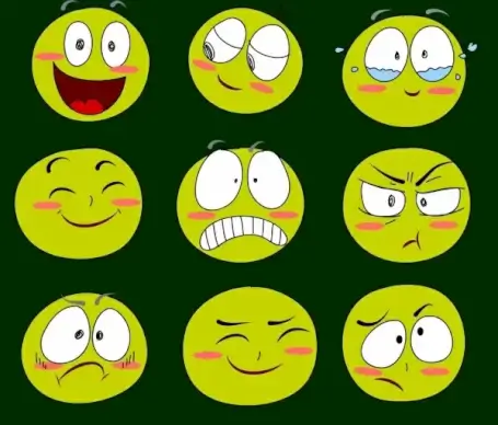 emoticon collection funny facials green circles