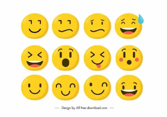emotional icons cute yellow circle faces sketch