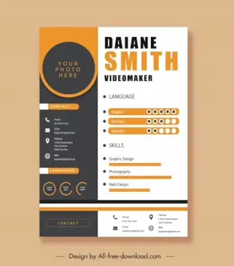 employee cv template modern colorful contrast decor