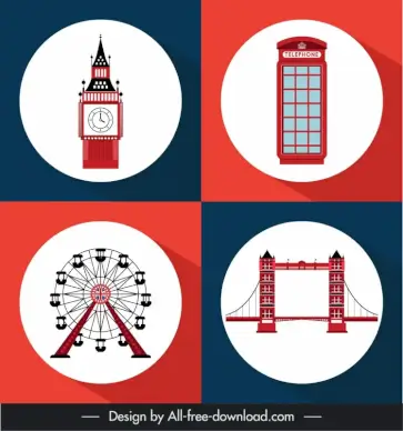 england design elements circle isolated symbols outline 
