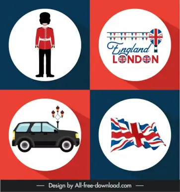 england symbol icons flat circle isolation sketch