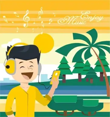 enjoy music concept design with boy and device