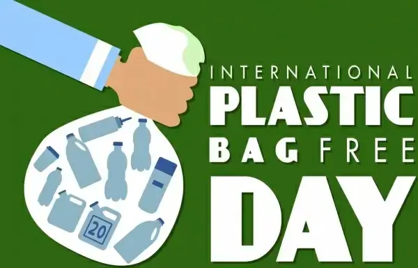 environment banner hand plastic waste icons decoration