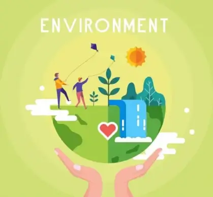 environment banner holding hand globe nature icons decor