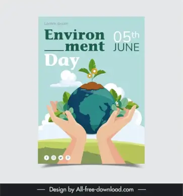 environment day poster template elegant hands holding earth
