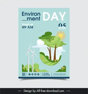 environment day poster template flat nature scene 