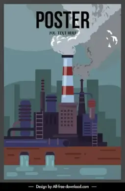 environmental protection banner polluted factory sketch