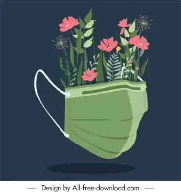 environmental protection design element botany face mask sketch