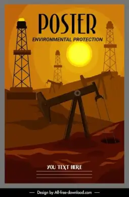 environmental protection poster oil exploitation sketch dark design
