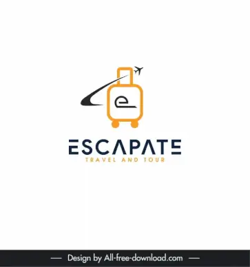 escapate travel and tour company logo flat dynamic plane luggage design 