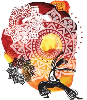 ethnic watercolor with yoga vector background