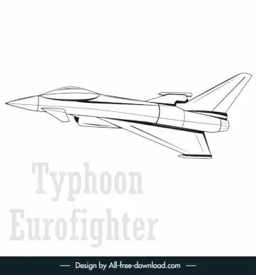eurofighter typhoon jet logo black white  outline