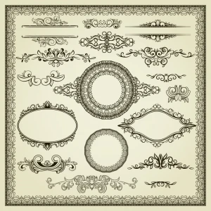 decorative elements templates elegant retro symmetric european shapes