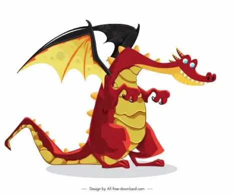 european dragon icon funny cartoon character sketch