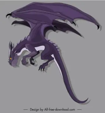 european dragon icon violet design cartoon character sketch