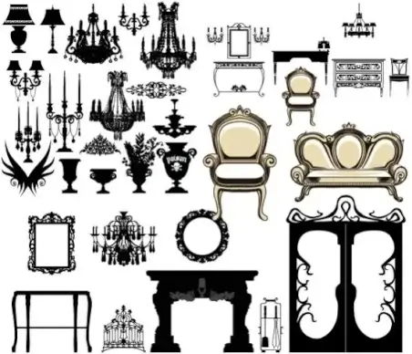 european furniture lighting decoration vector